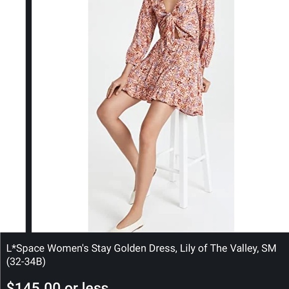 LSPACE L SPACE Stay Golden Floral Mini Dress Womens FALL Lily of the Valley M - Picture 10 of 13